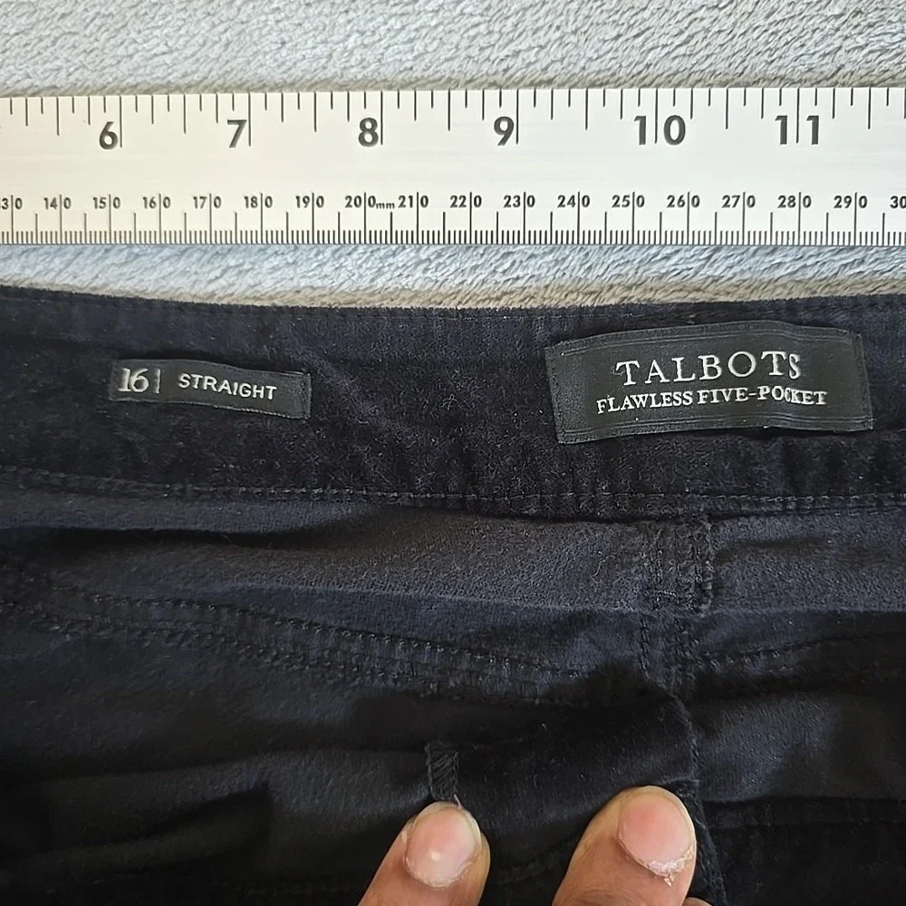 Talbots Pants Womens 16 Straight Black Velvet Flawless 5 Pocket Casual Normcore‎